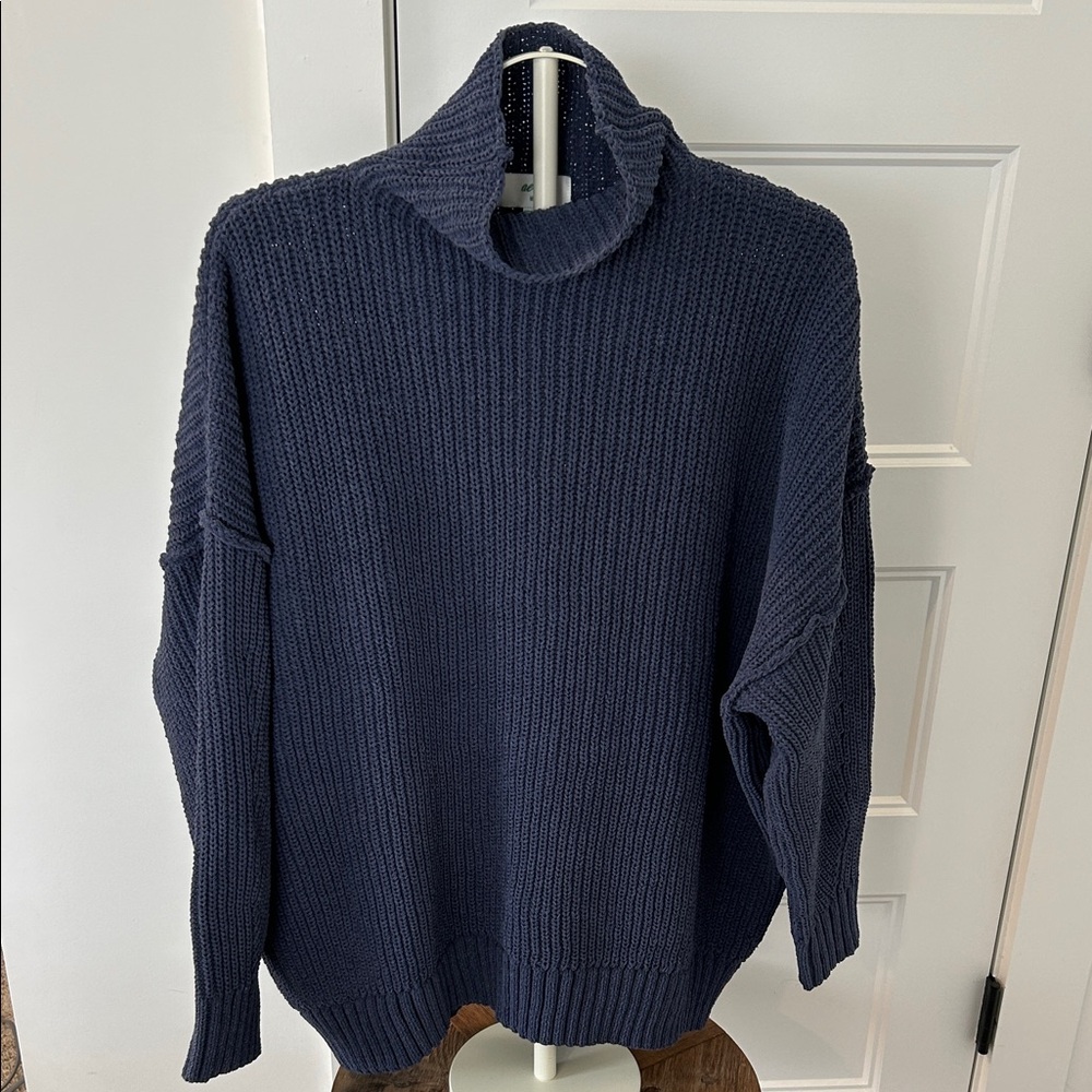 Aerie Women's Navy Oversized Mock Neck Sweater